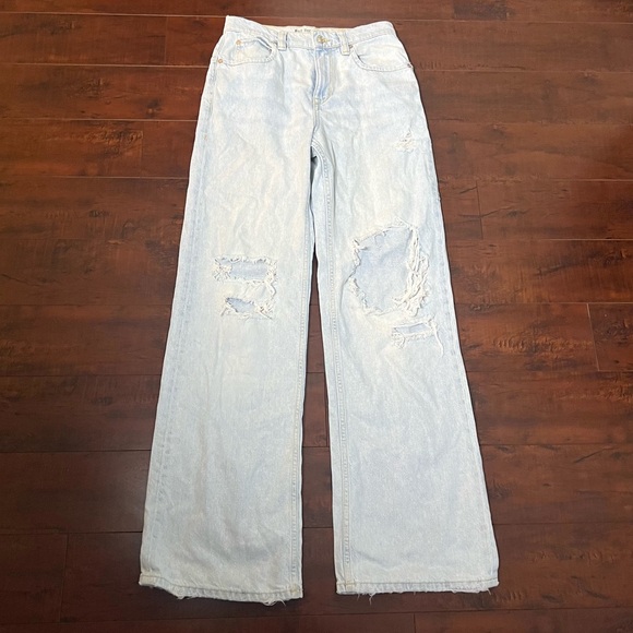 FREE PEOPLE We The Free Denim Tinsley Baggy High Rise Jeans Ripped Size 26 - Picture 4 of 14